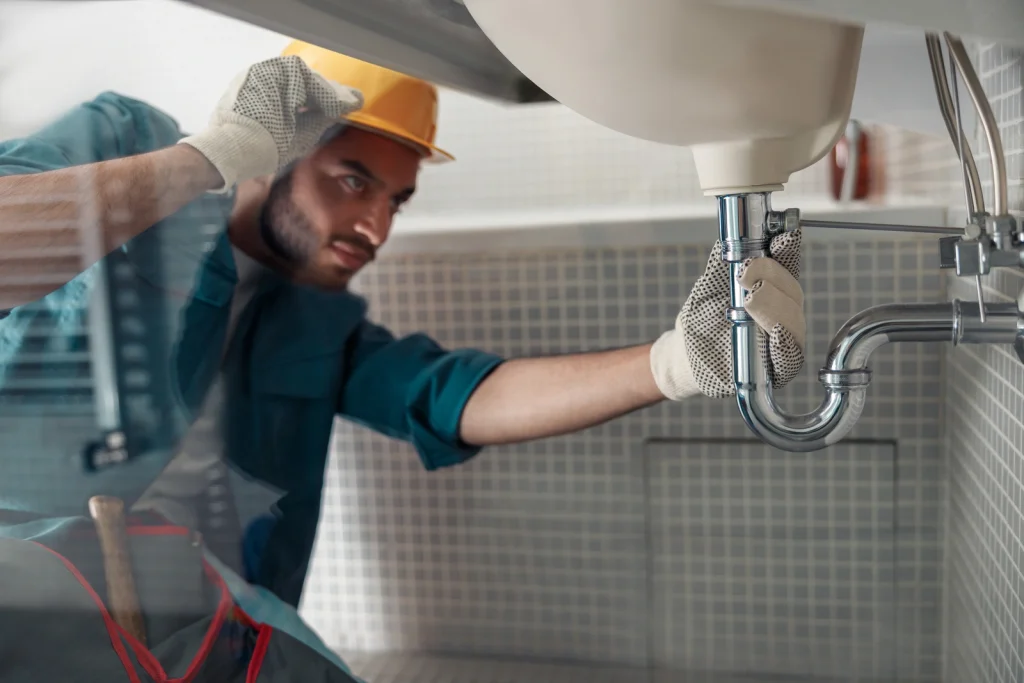 Plumber clearing a blocked kitchen drain line in Dade City, FL