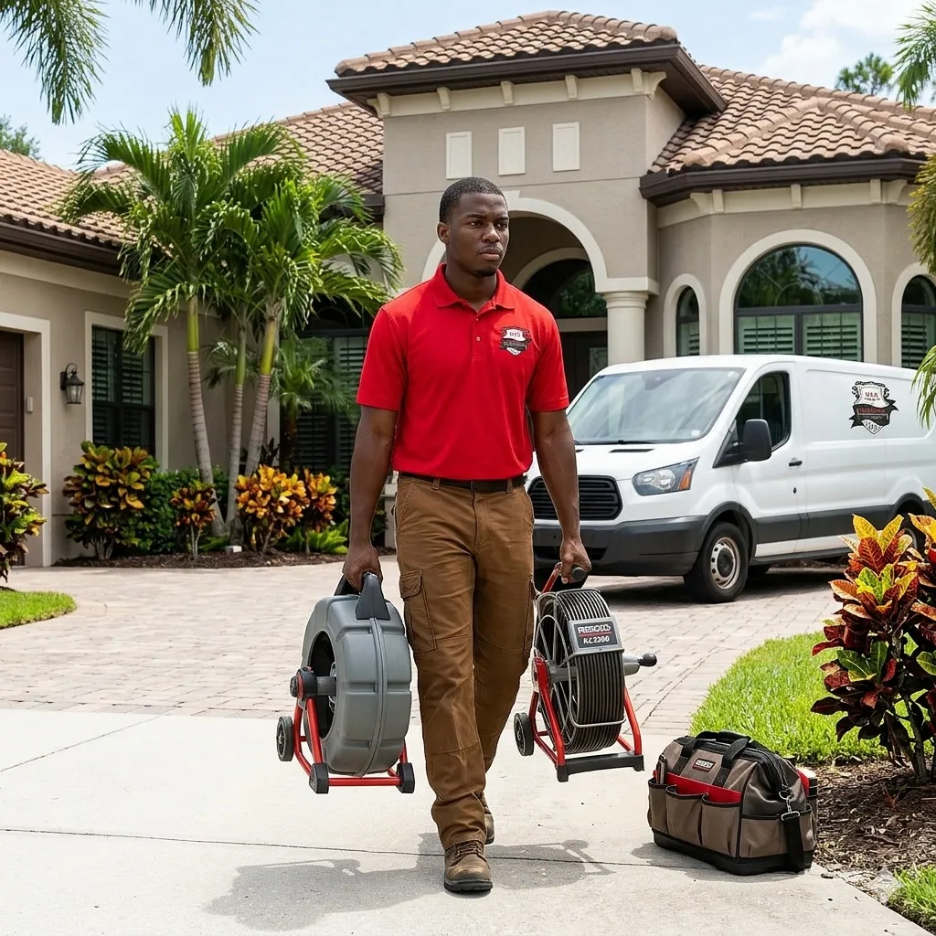 Plumber arriving at a Pasco County home for a same-day call
